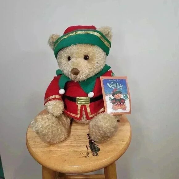 Wellington the Christmas Bear 1998 vintage plush stuffed animal NWT 12in… - Picture 2 of 7